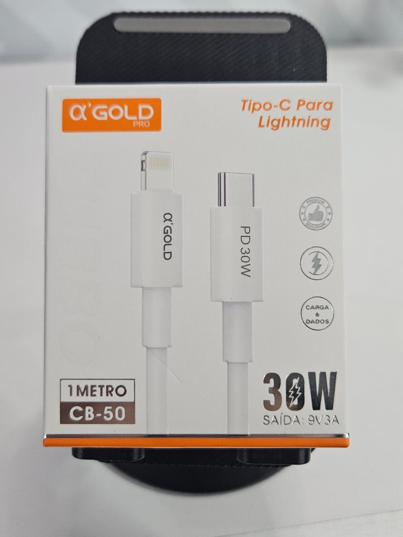 Cabo a-Gold Pro USB-C para Tipo-C Lightning 1M 30W 3A